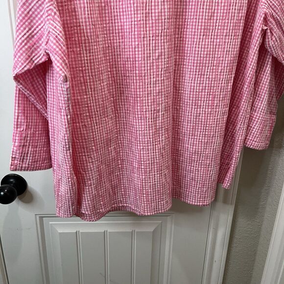 Westbound Woman Pink Checkered Plaid Button Up Long Sleeve Top Size 3X - Picture 8 of 9